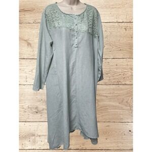 Zanzea Caftan Green Cotton Lagenlook Boxy Relaxed Boho Hippie Peasant Dress Art